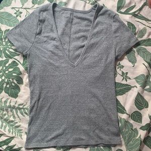 Urban outfitters - gray basic deep vneck t shirt